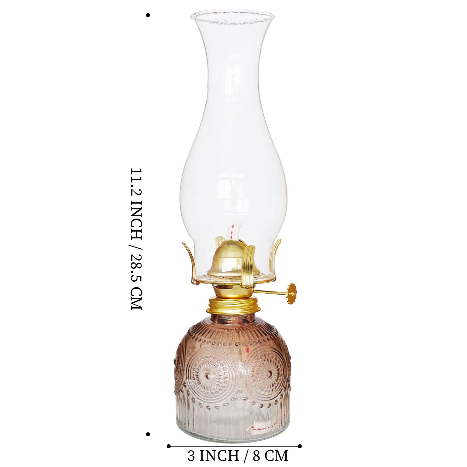 Gxfccyxt 2 Pieces Oil Lamps For Indoor Use Gradient Brown Vintage Glass Clear Kerosene Lamp Indoor Decorative Hurricane Lamp Oil