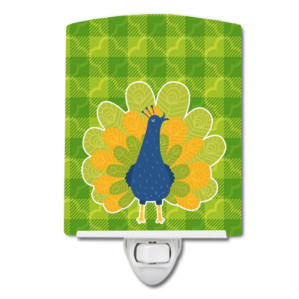 Carolines Treasures BB6770CNL Pretty Peacock Ceramic Night Light Compact, ULCertified, Ideal for Bedroom, Bathroom, Nursery, H
