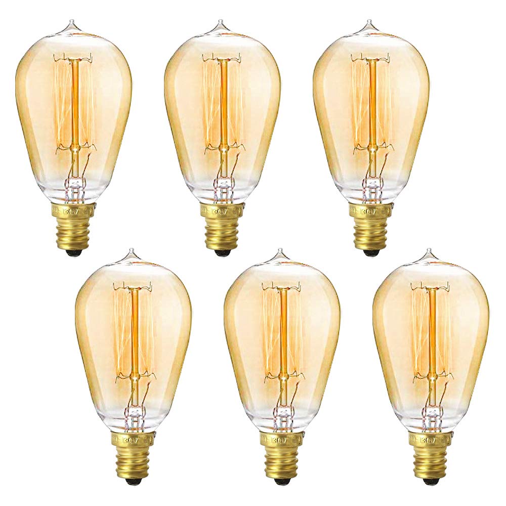 New Orange Heart Vintage Edison Light Bulbs, E12 Candelabra Light Bulbs, 40W Dimmable Incandescent Bulb, 110-130V, St45 Squirrel