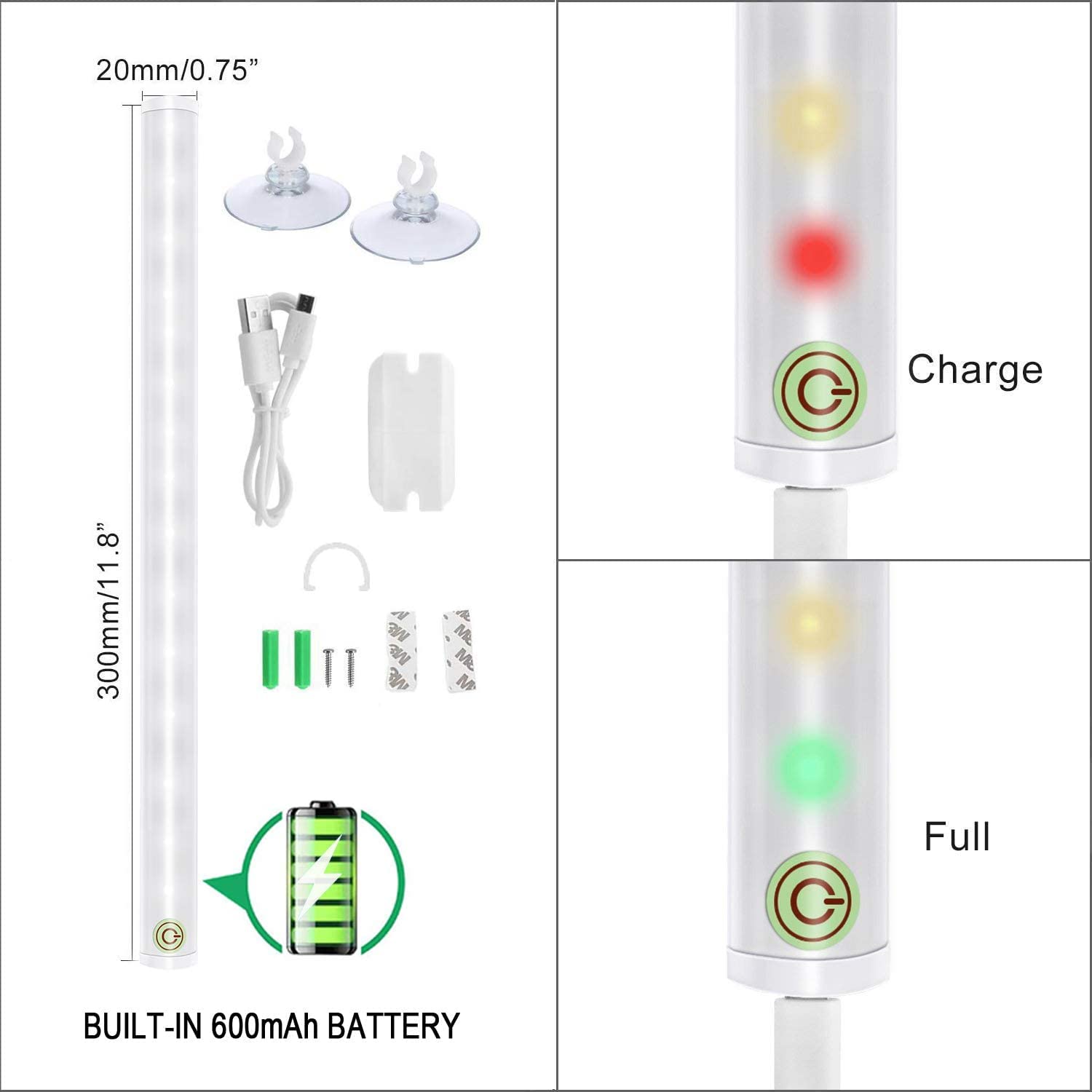 BESTCAN LED Mirror Lights - Portable Cordless Makeup Lights, Simulated Daylight, 3 Brightness Levels, Model 05, Transparent Color