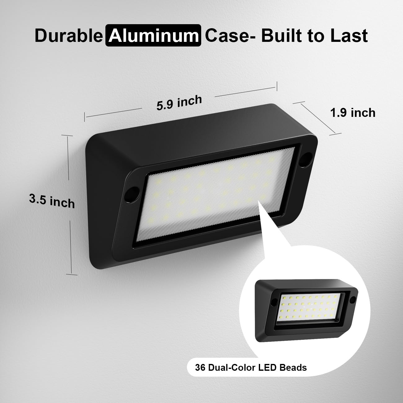 Safoner Heavy-Duty Aluminum RV Porch Light, IP67 Waterproof, Dual Color Amber & White, 1400LM, 12V-30V, Black Housing, 1 Pack