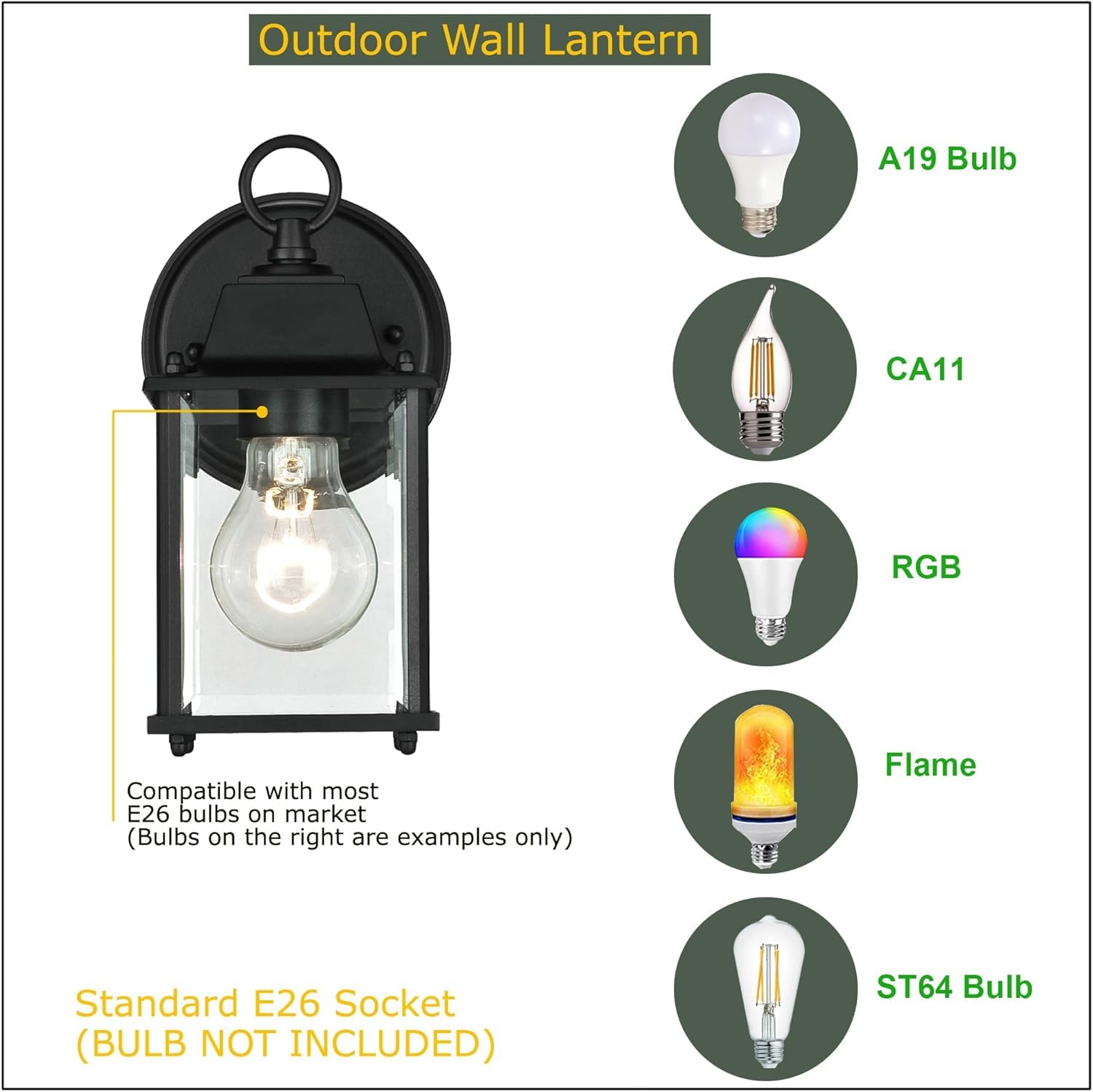WISBEAM 4 Pack Outdoor Wall Lanterns, Black Waterproof Aluminum Sconces, ETL Qualified, Model 4WL001