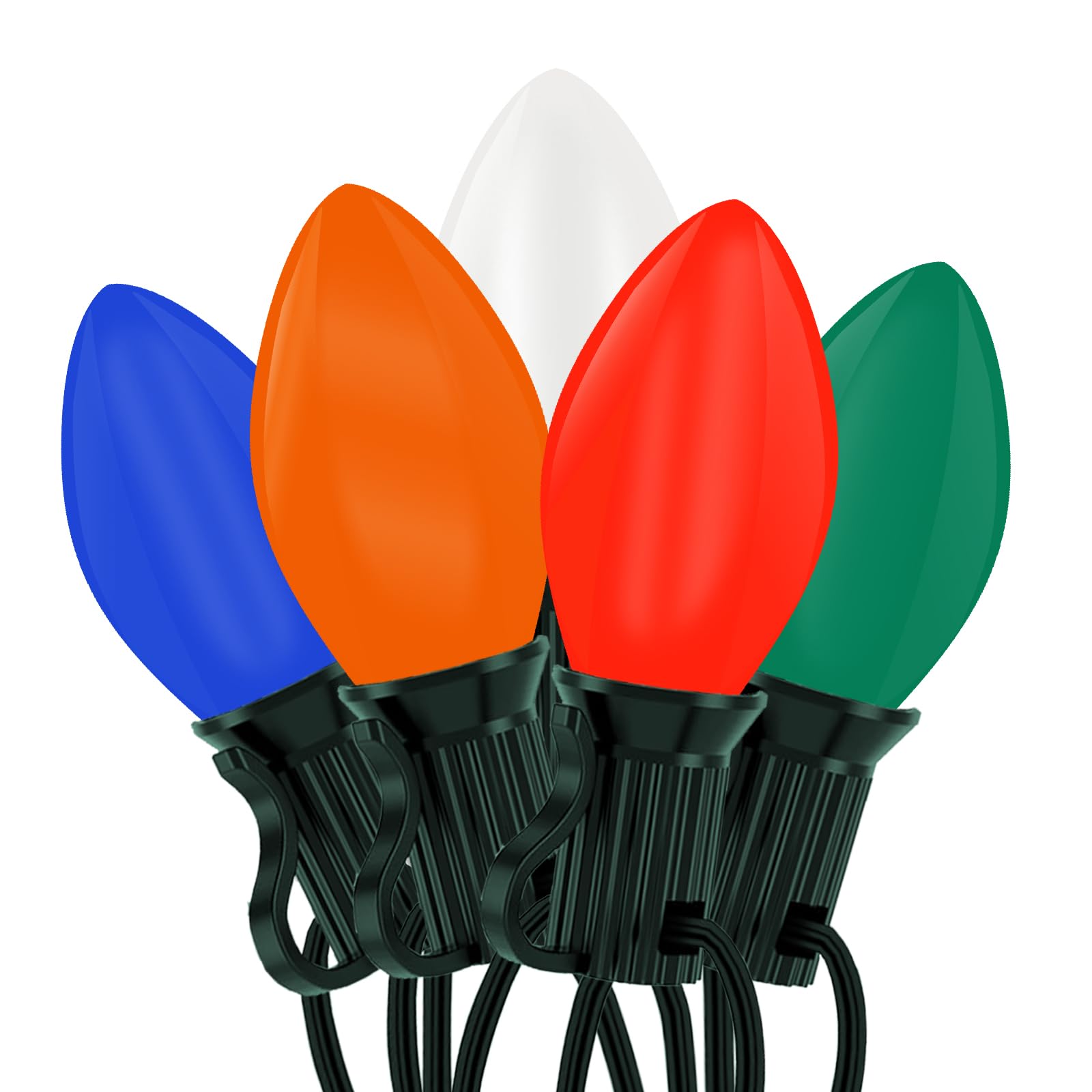 C7 Christmas Lights 25Ft 5 Multicolor Outdoor String Lights with 27 C7 Ceramic Bulbs, Vintage Christmas Decorations UL Listed fo