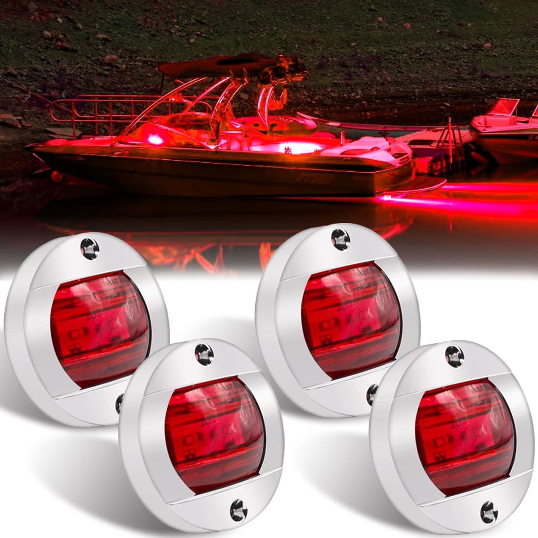 Boaton Boat Led Night Fishing Lights, Courtesy Lights, Deck Lights, Marine Boat Led Lights, Boat Interior Lights, Yacht Lights For Pontoon Boat, Bass Boat, Red