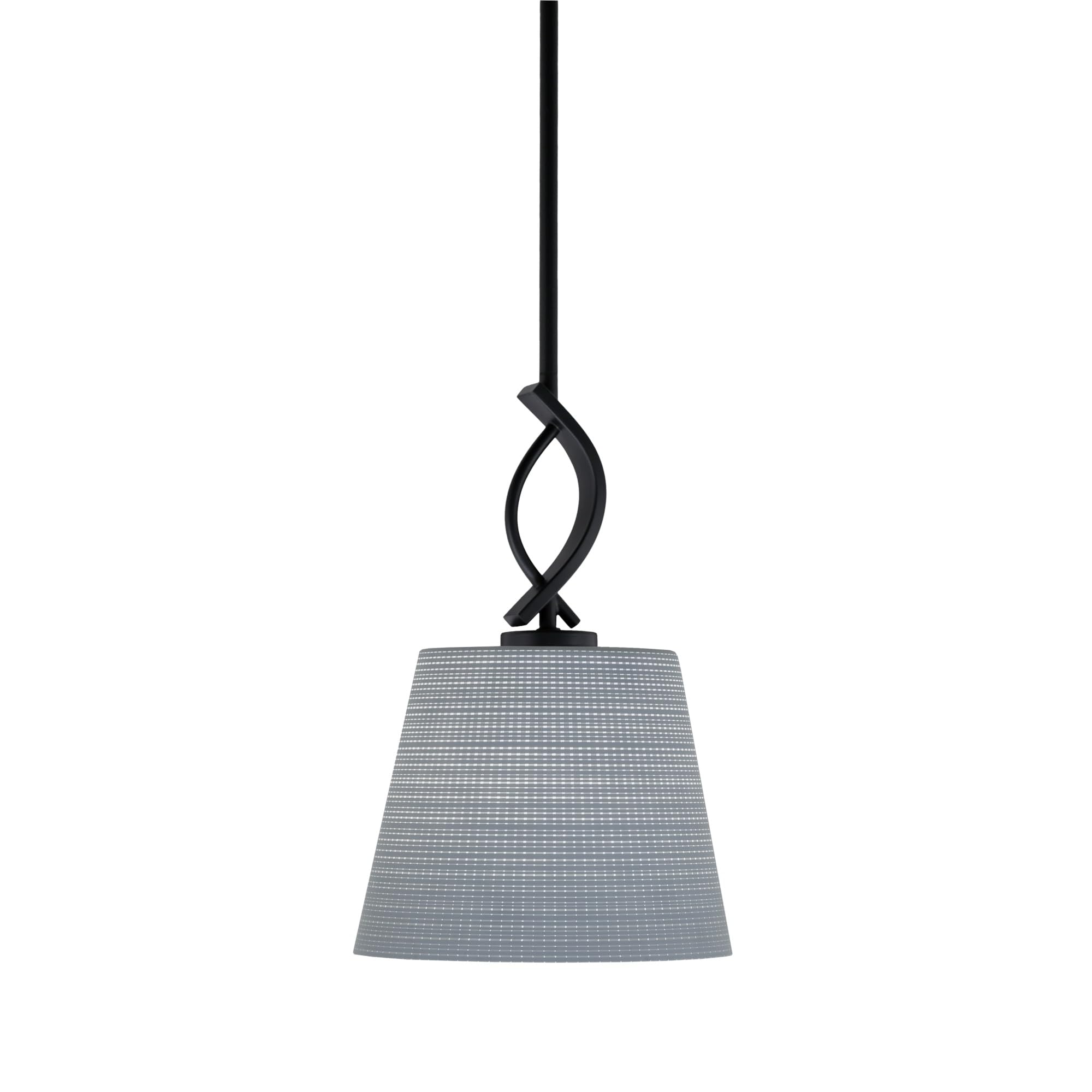 Cavella 1 Light Stem Mini Pendant Shown in Matte Black Finish with 10&quot; Gray Matrix Glass