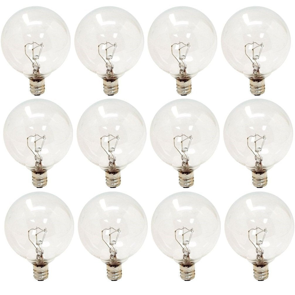 Ge Decorative Globe Bulb 40 W 320 Lumens G16-1/2 Candelabra 3 In. Clear Card 2 Count, Pack Of 6 (Total 12)