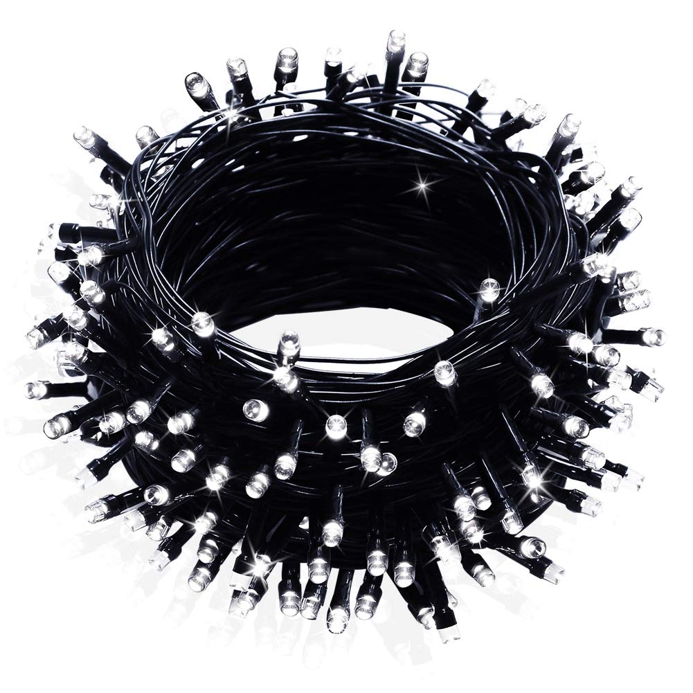 FULLBELL Gothic Decor String Lights 33ft, 100 LED, Memory Controller, Black Wire, White
