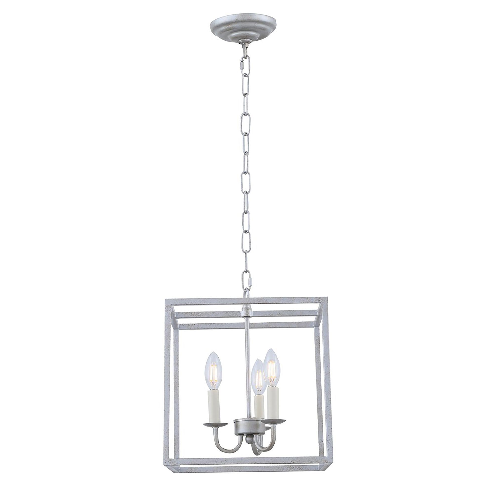 Living District Vintage Silver 3-Light Ceiling Pendant - Modern Home Decor, 12"W X 13.75"H