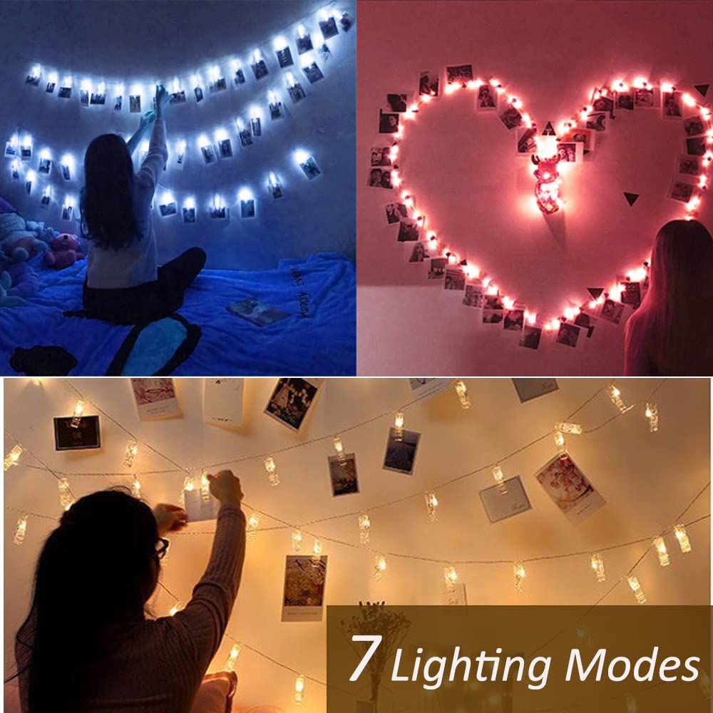 Solhice 20ft Color Changing Photo Clips String Lights with 40 LEDs, RGB, USB, Model 82021755 - Perfect for Teen Room Decor and Christmas Gifts