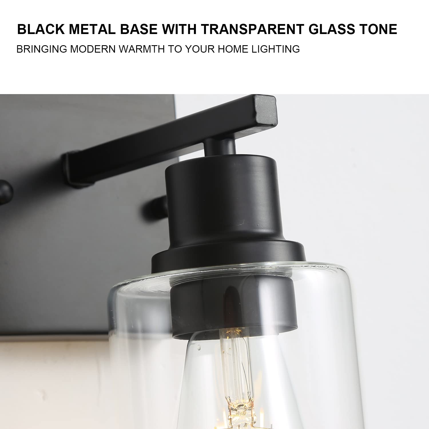 Filimitiy Bathroom Vanity Light Fixtures, 1-Light Matte Black Bathroom Lights, Wall Sconces With Clear Glass Shade For Hallway F