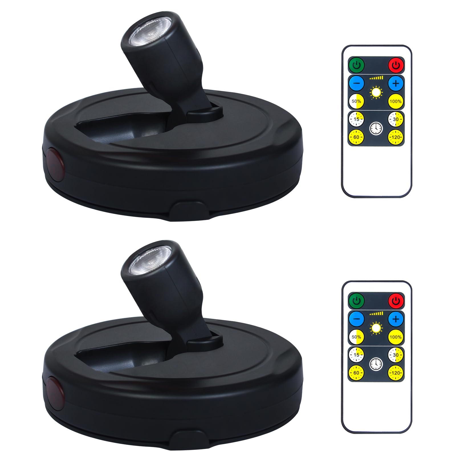 BERGUSTCH Battery Operated LED Spotlight, Picture Spot Lights, Indoor Uplights, Puck Lights with Remote, Plants Spotlight, Wall 