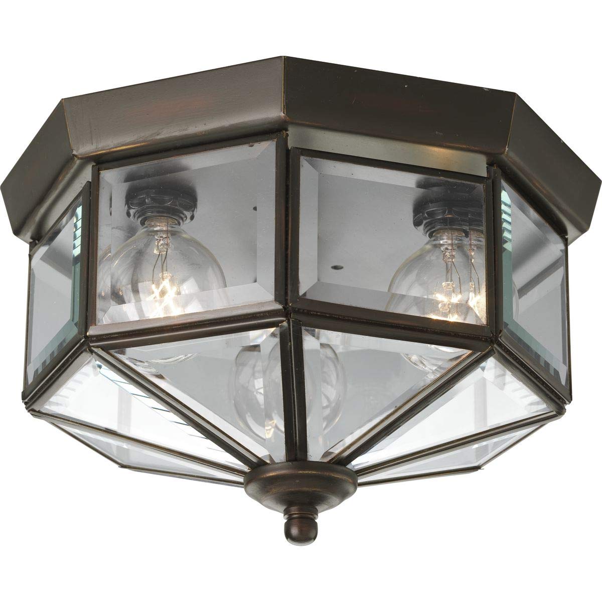 Progress Lighting Close-to-Ceiling Light, Beveled Glass, 9-Inch Diameter x 7-Inch Height, Bronze, Model P5788-20