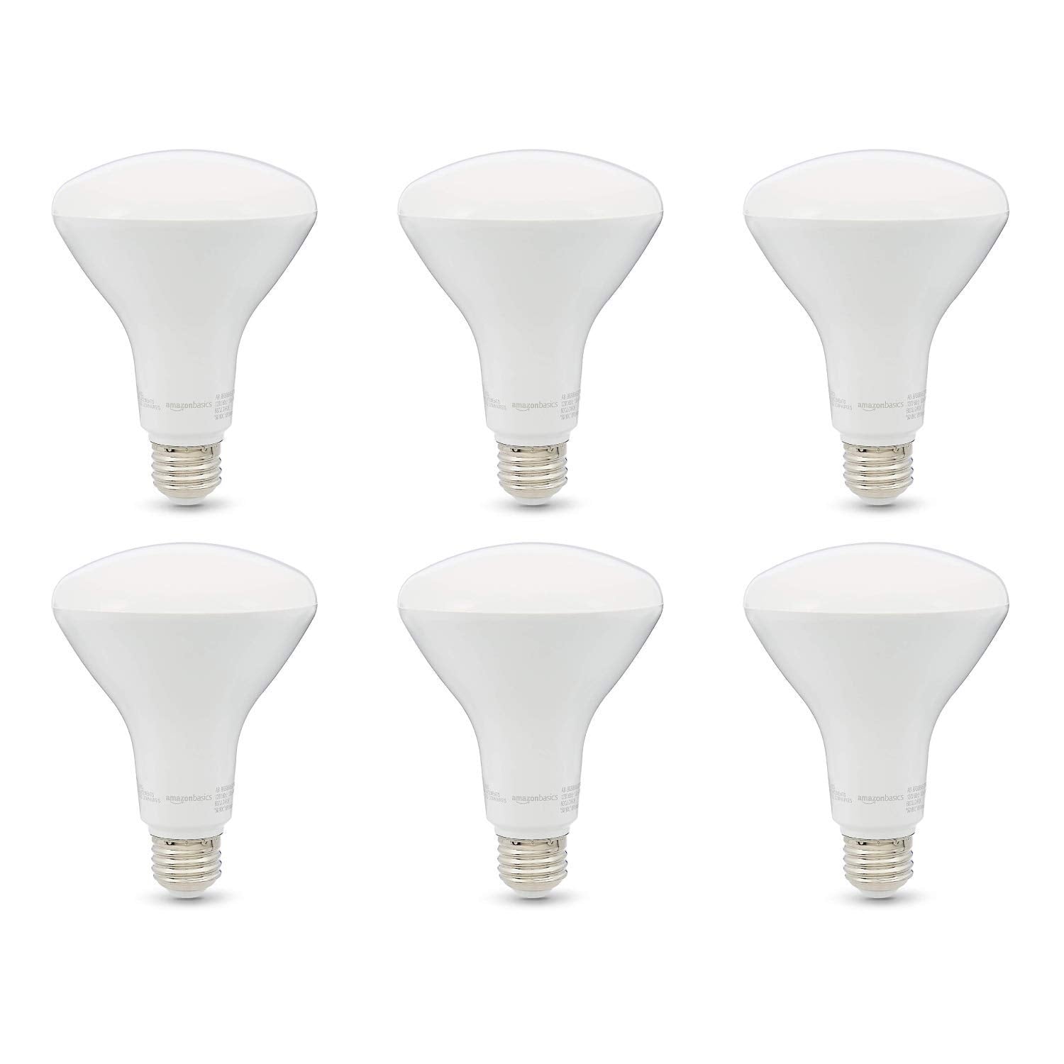 Amazon Basics 80W Equivalent, Daylight, Dimmable, 15,000 Hour Lifetime, BR40 LED Light Bulb | 6-Pack