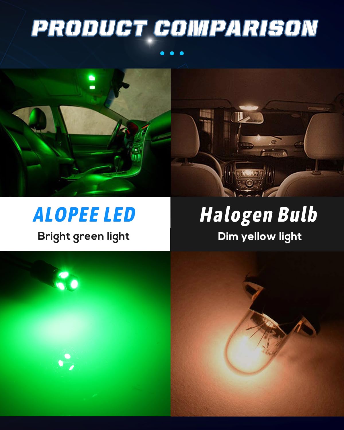 Alopee T10 Wedge LED Bulb 30 Pack 5SMD 5050 Chips Green DC 12V 194 168 2825 W5W Car Interior Dome License Plate