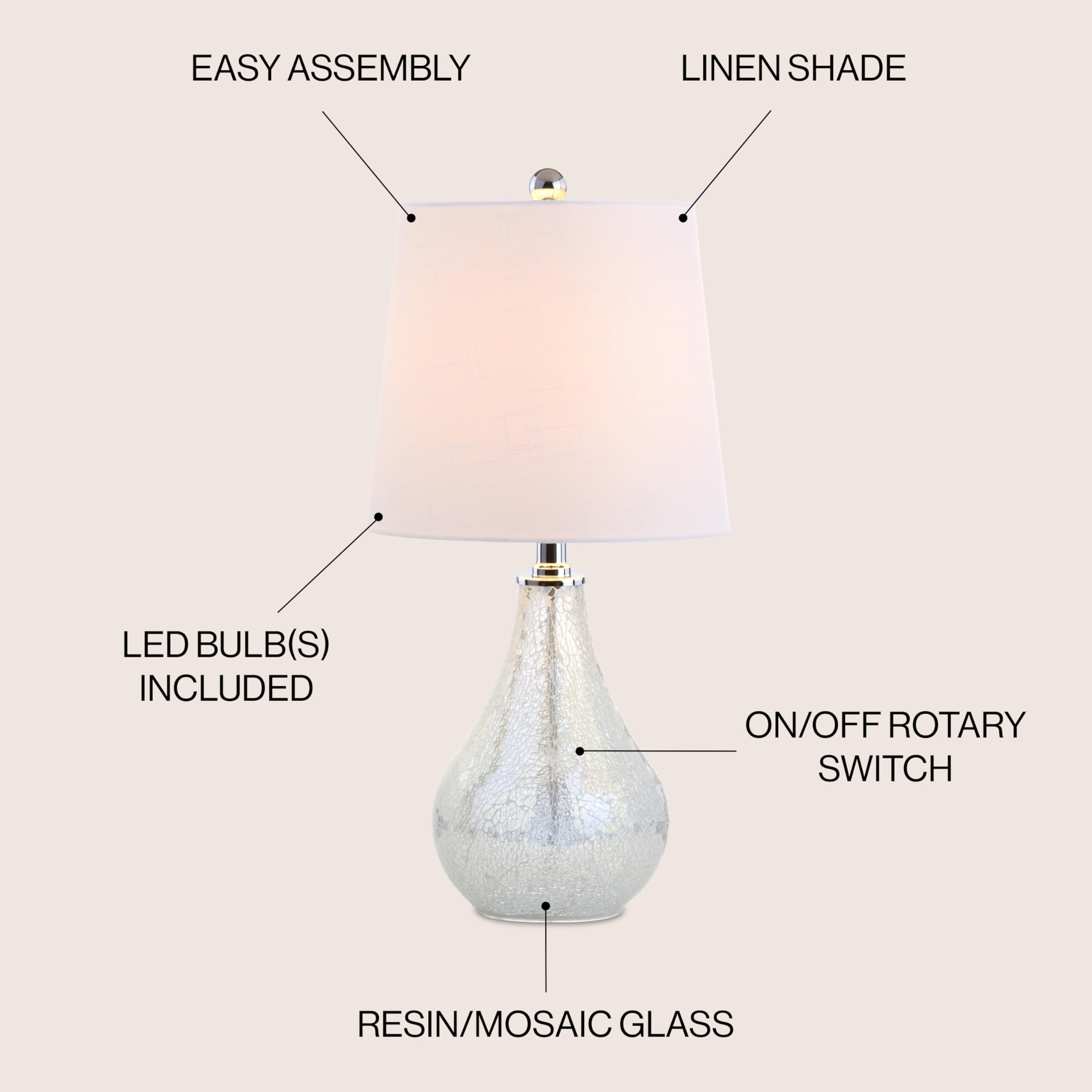 Jonathan Y Mini Led Table Lamp Jyl1024B, Modern Mosaic Design, 20.5, White, Ideal For Office & Home Decor