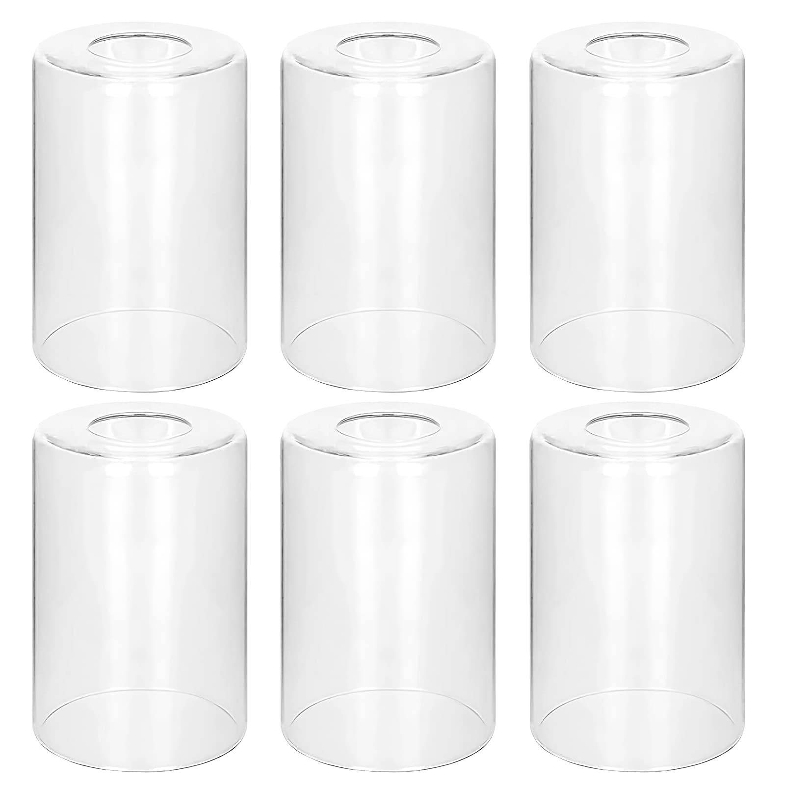 6 Pack Clear Glass Shades Replacement,5.51in Height,3.94in Diameter,1.65in Fitter,High Transmittance Cylinder Glass Lampshade Replacement for Pendant Light Floor lamps Chandelier Wall Sconces
