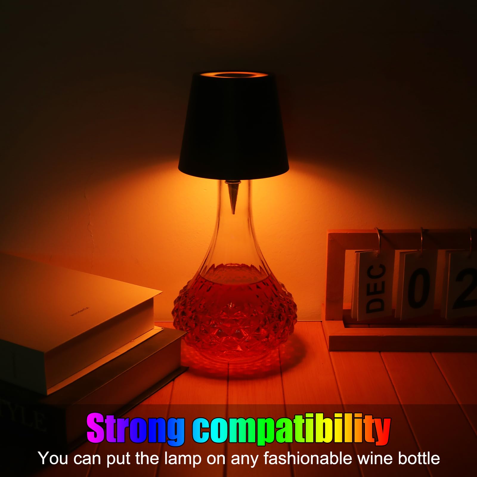 Tgxcf Wireless Bottle Lamp With Metal  Rgb Modes & 3 Color Stepless Dimming Wine Bottle Lamp Shade  Touch Led Rechargeable Dimmable Bottle Table Lamp  For Dining Room Bedroom Bar(Black)
