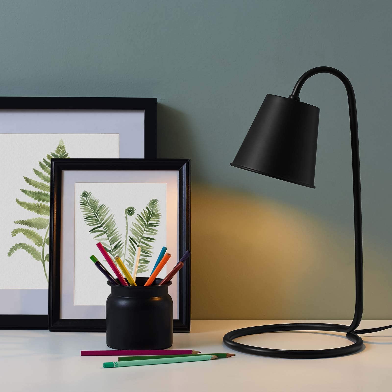Modway Proclaim Contemporary Modern Steel Metal End Table Lamp In Black 8L x 8W x 17H