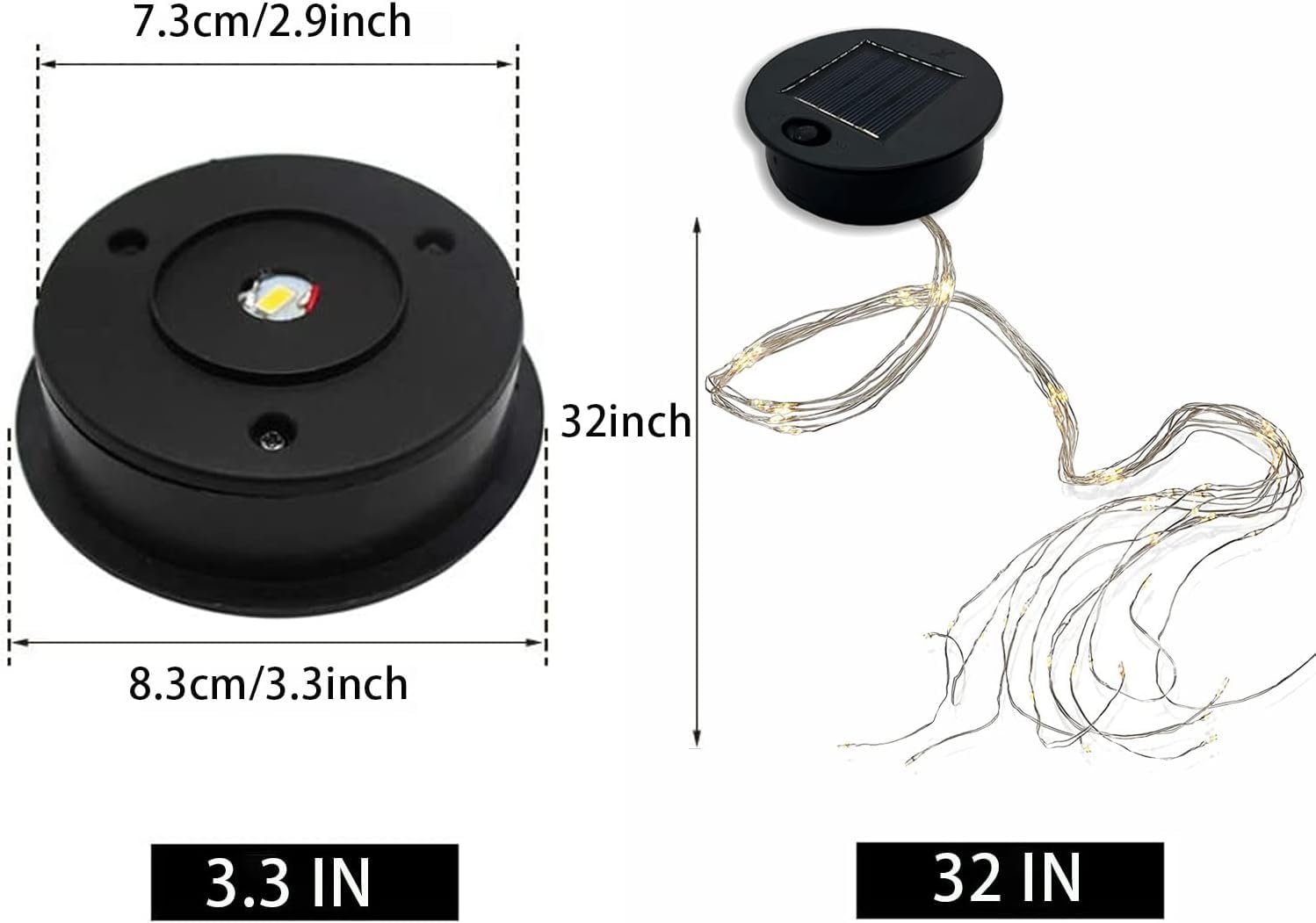 Asdfg Solar Panel Lantern Lid - Waterproof Led Garden Lights, 2 Pack (Warm/Warm)