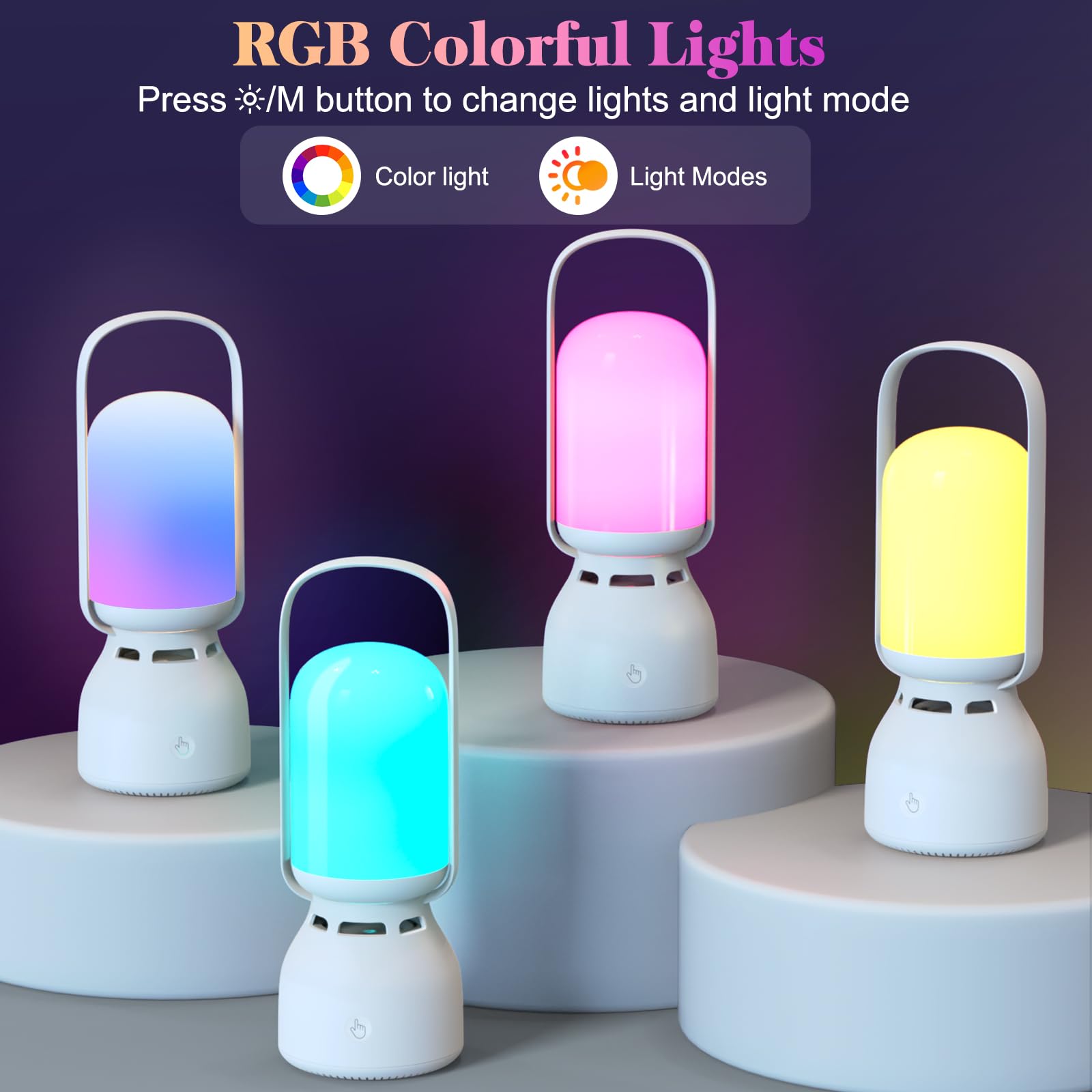 Doopo Portable Night Light Bluetooth Speaker, Touch Control Bedside Lamp Dimmable, Rgb Multi-Color Changing, Table Lamp For Bedr