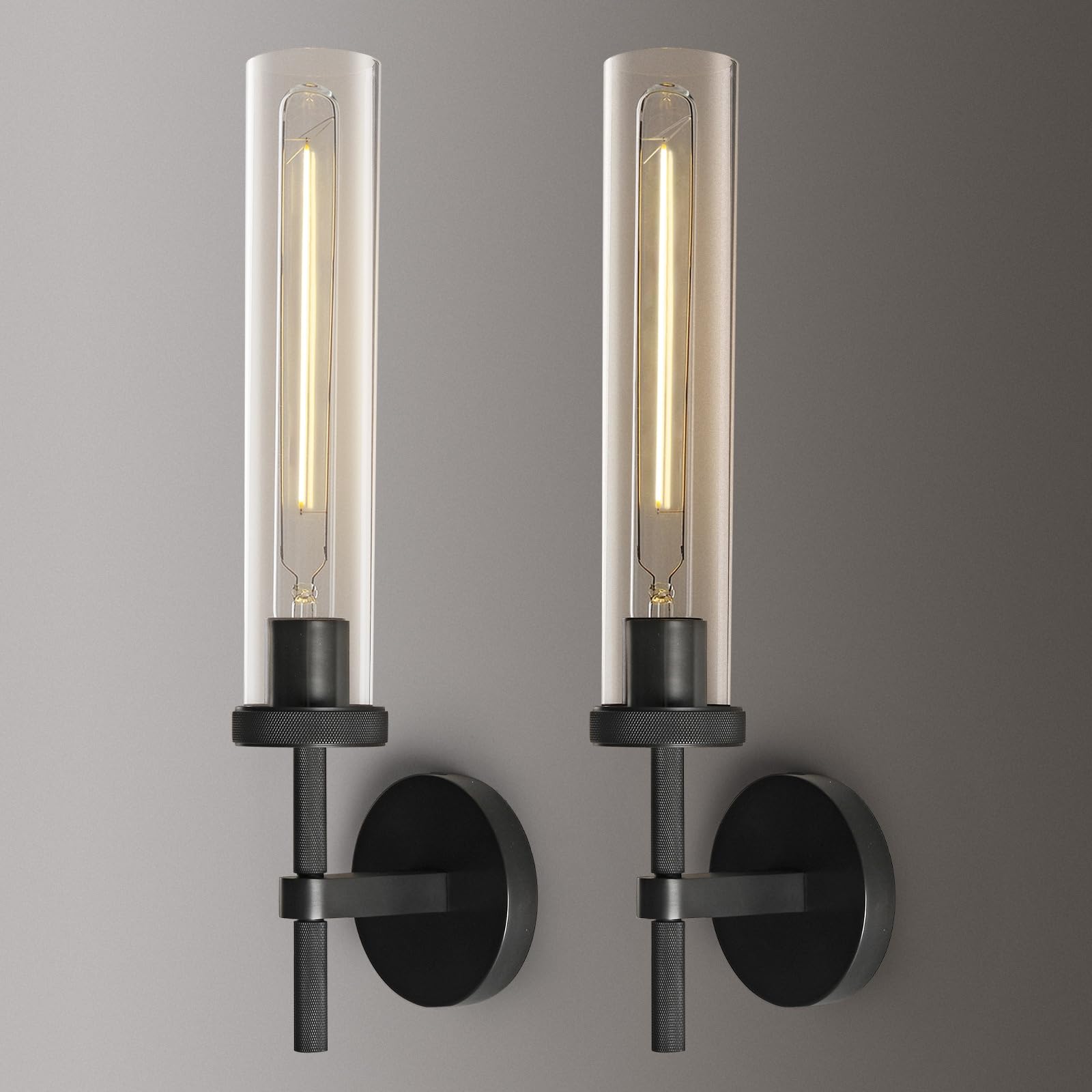 Modern Black Wall Sconces Bathroom Vanity Light Fixtures, Glass Tube Wall Sconces Set Of Two, Sconces Wall Lighting Indoors, Wal