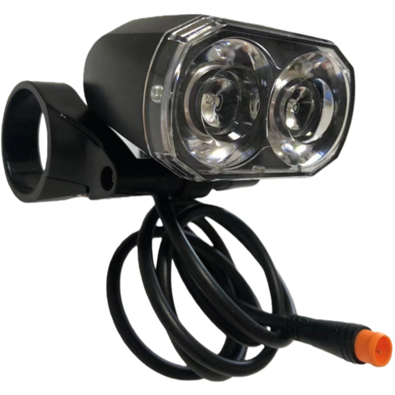 Electric Bike Headlight for Mounting on Handlebar 3 Pin Male Waterproof Connector Led Horn Front Light, Suitable for 24V 36V 48V