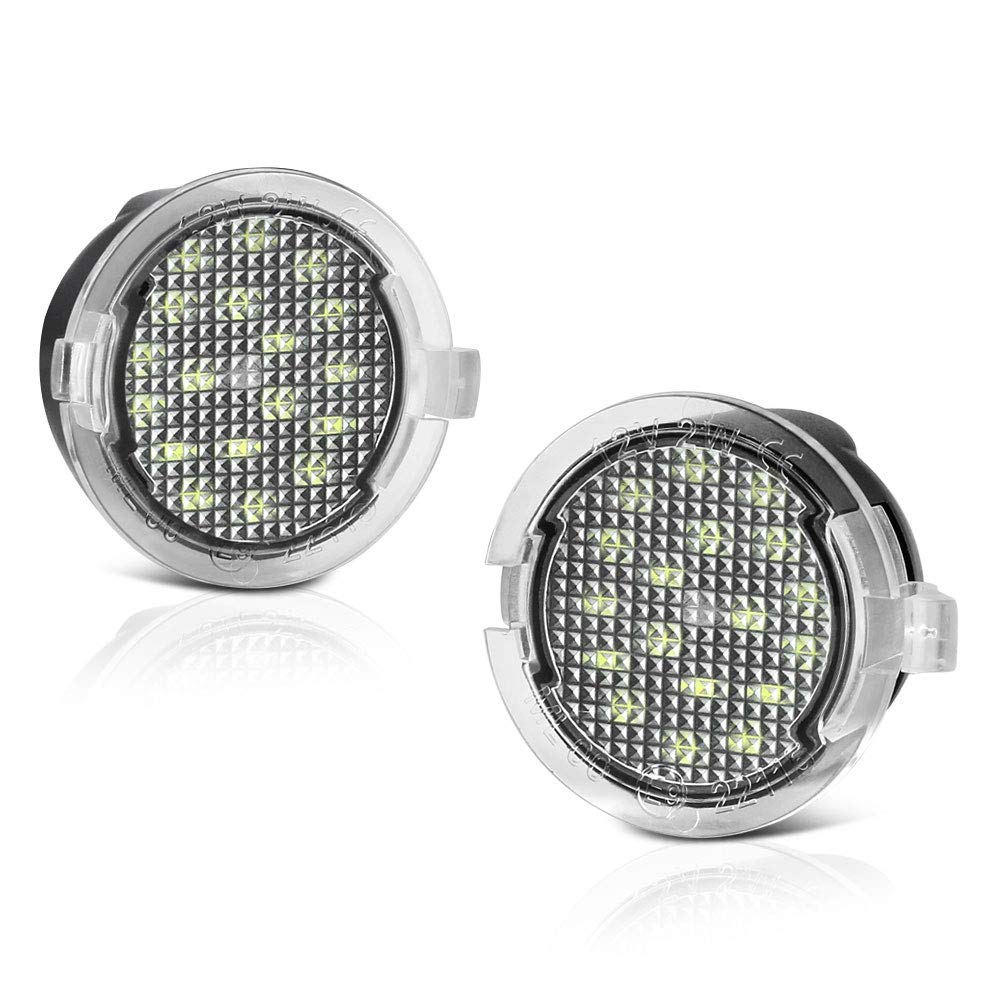 VIPMOTOZ Full LED Puddle Light Replacement For Ford F150 Expedition Explorer Edge Flex Fusion Taurus X Ranger Lincoln Navigator Mark LT Mercury Under Side Mirror Lamp, 2-Pieces Left & Right Set
