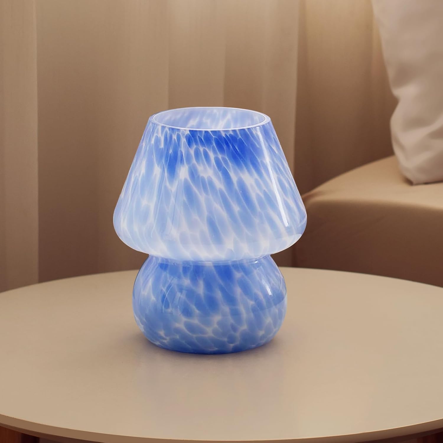 Dawnwake Mushroom Lamp Table Lamp, Small, Ceramic, Ocean Blue, Model DAWN-001, Modern Mid Century Aesthetic Decor for Bedroom and Living Room