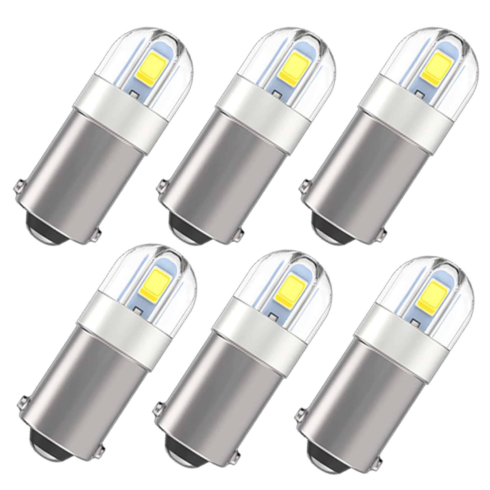 Serundo Auto BA9S LED Car Bulb, 6000K White, 2SMD 3030 Chips, 1895/1891/53/57, Pack of 6