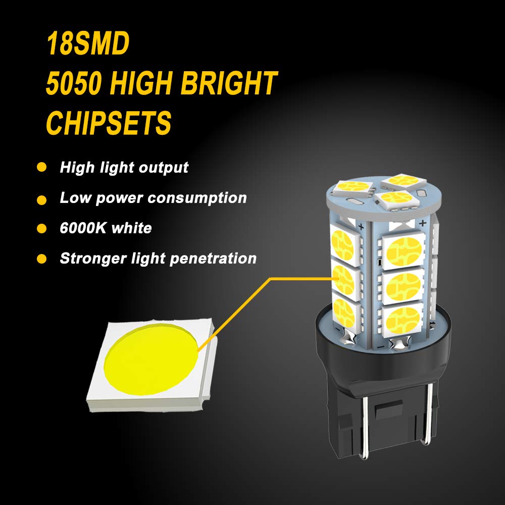 GIVEDOUA 7443 LED Brake Bulbs Super Bright 18SMD 5050 Chips Pack of 10pcs White 7443/7440