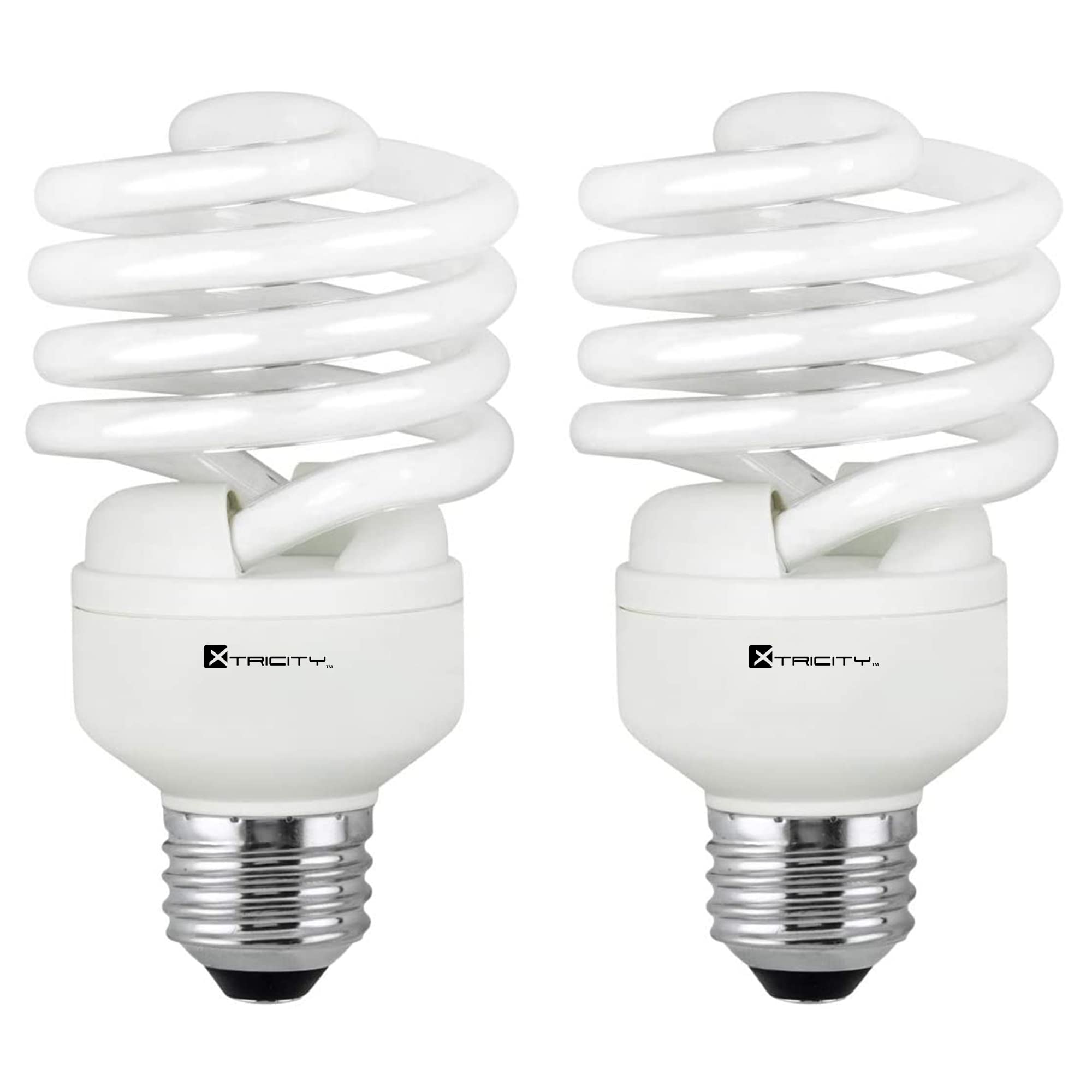 Xtricity Compact Fluorescent Light Bulb T2 Spiral CFL, 5000k Daylight, 23W (100 Watt Equivalent), 1520 Lumens, E26 Medium Base, 120V, UL Listed (Pack of 2)