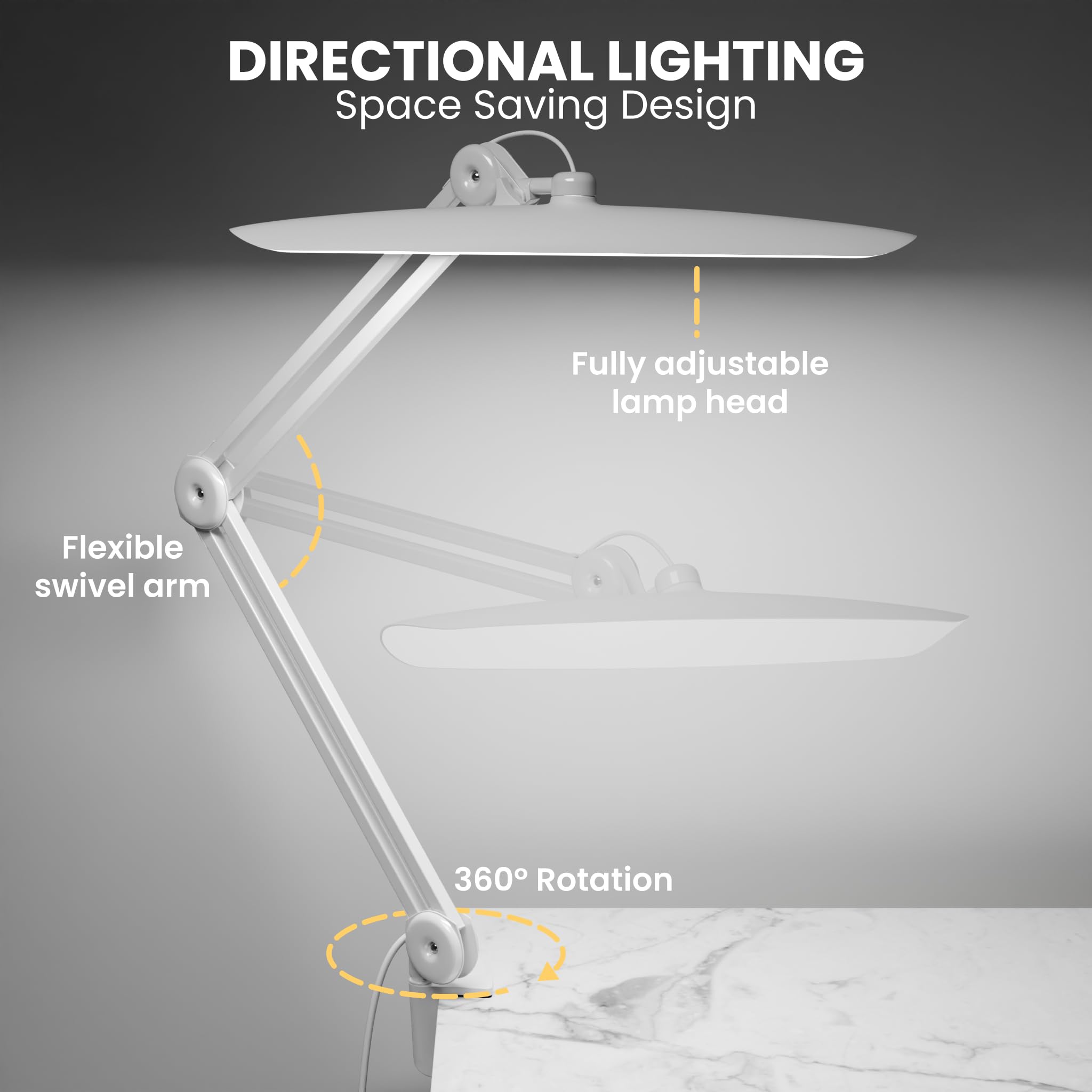 gelpal Adjustable LED Desk Lamp - 3000 Lumens, Dimmable, Milk White, Model YHL-777, Ideal for Office & Crafts