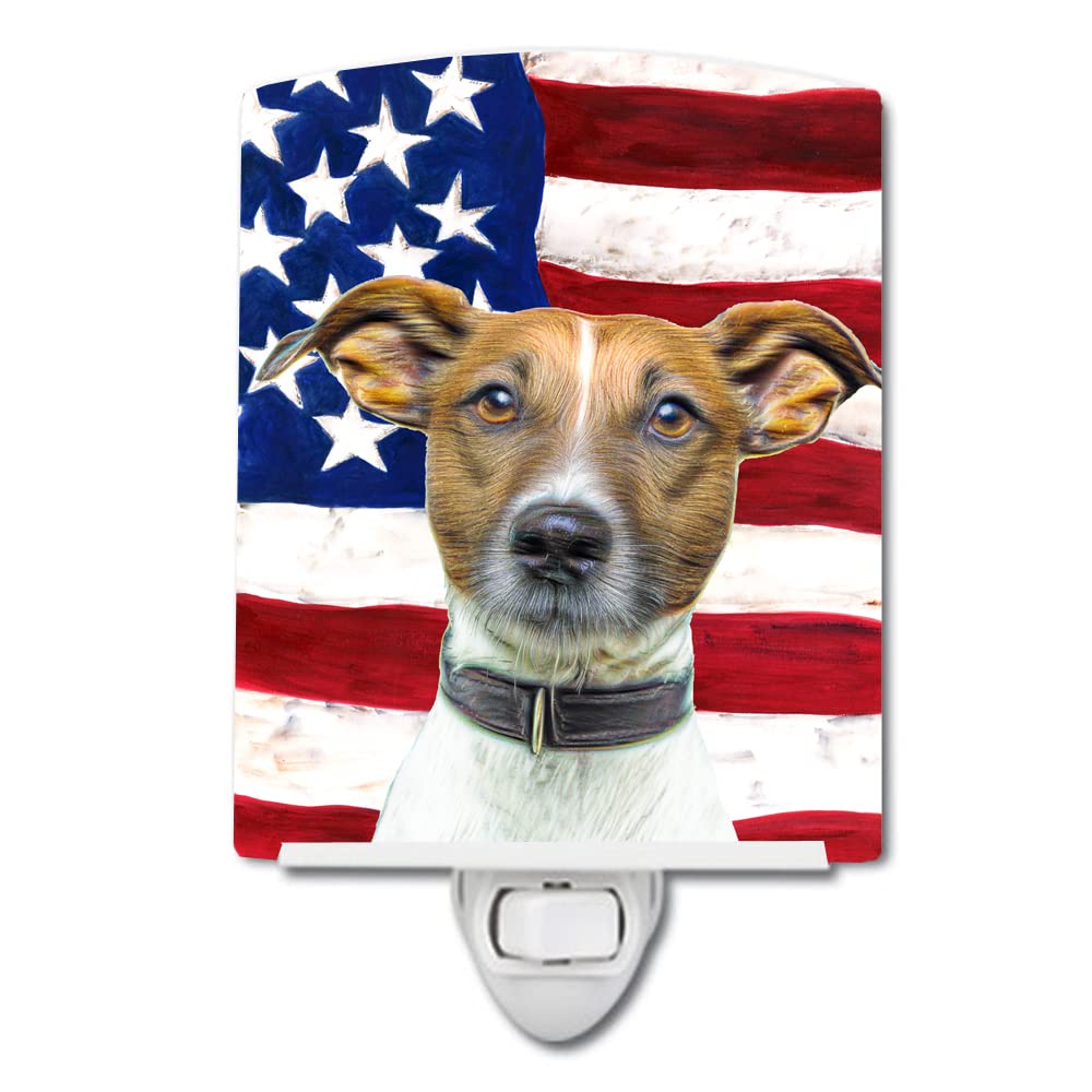 Carolines Treasures Ceramic Night Light, USA Flag & Jack Russell Terrier, 6x4x3in, Multicolor, Model KJ1155CNL