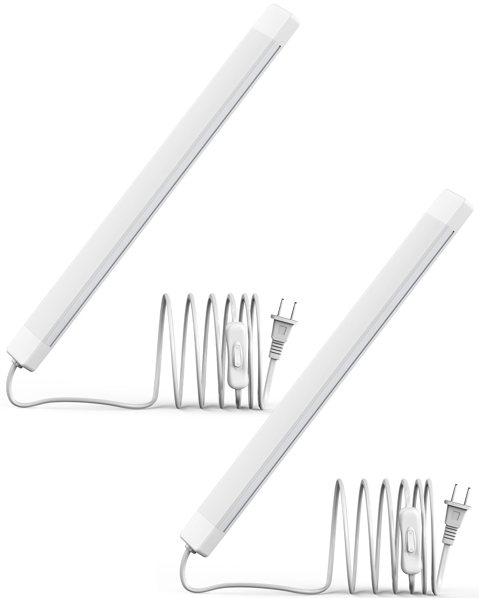 Asoko 16 Inch Under Cabinet Lights Plug And Play Under Counter Lighting 6000K Cool White With 700Lm Bright Etl Light Bar With On/Off Switch For Kitchen  Desk Workbench-2 Pack