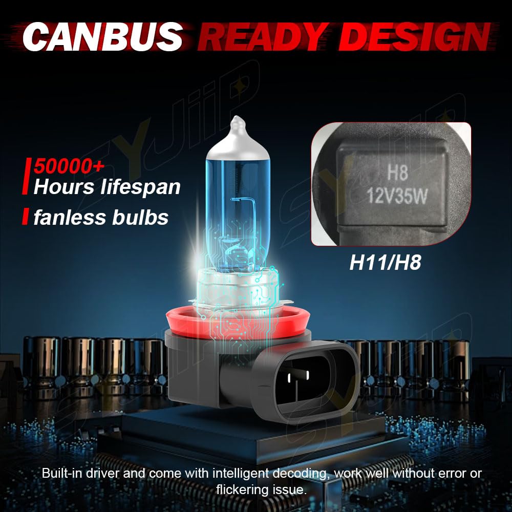 SYJIIP Halogen Headlight Bulbs 9005 H11 High Low Beam 6000K White Bright 4 PCS for Toyota 4Runner 2010-2022