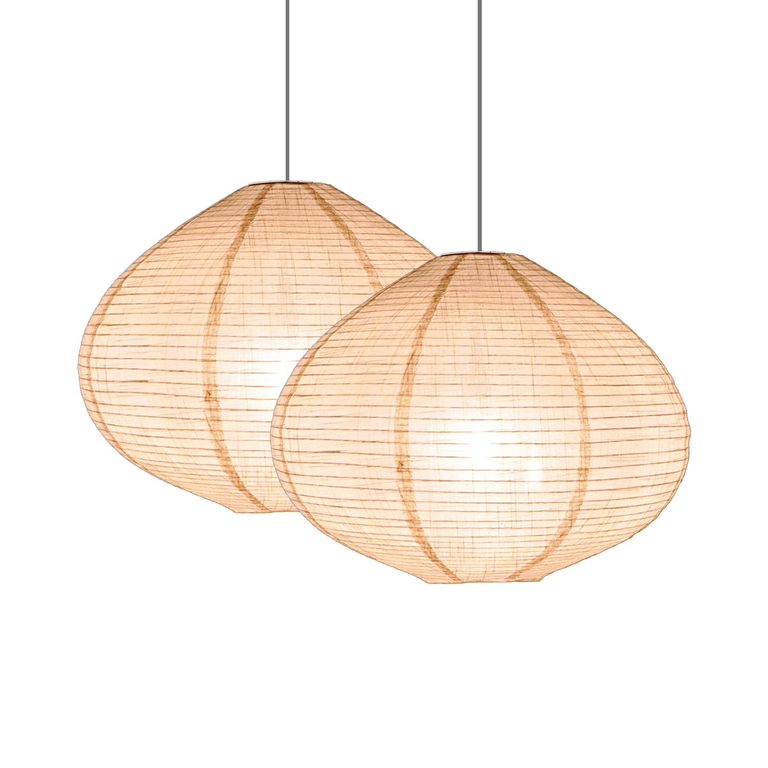 Methedeeco 2Pcs 20Inch Big Diamond Shape Hanging Fabric Lampshade,Paper Lantern,Minimalist Boho White Beige Foldable Linen Pendant Light For Living Room, Dining Room, Bedroom,Showcase Deco And Gift