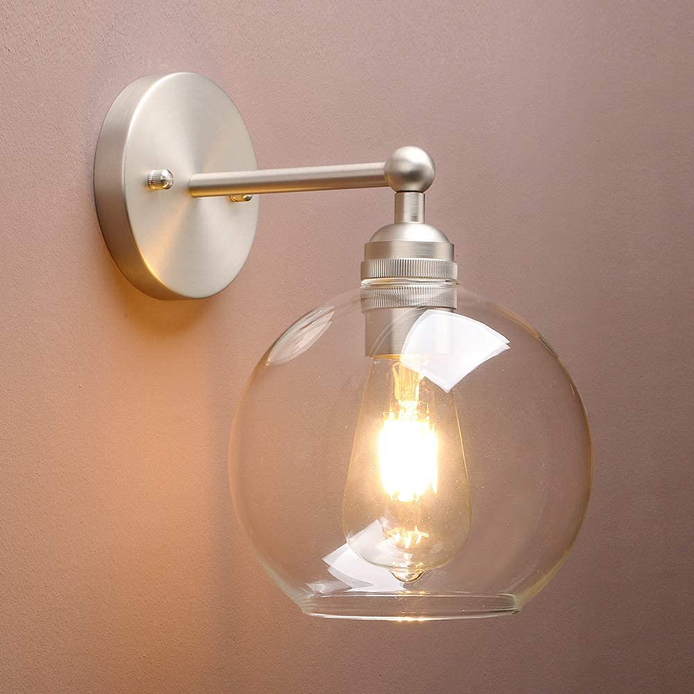 Yosoan Brass Boho Vanity Bathroom Wall Sconce, 1-Light Indoor Hardwired Wall Mounted Vintage Industrial Fixture Lights With Doub