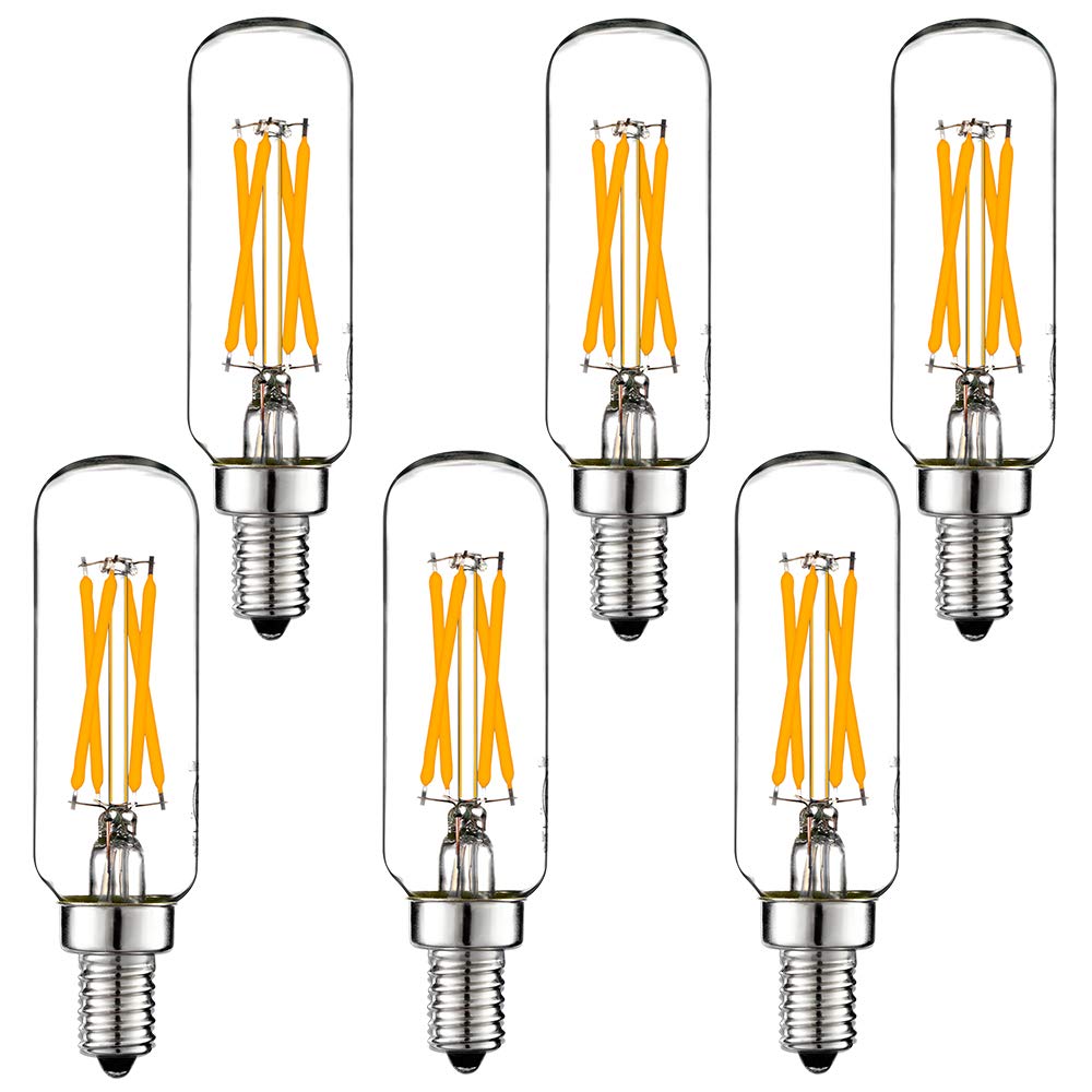 LiteHistory Dimmable t6 led Bulb 40W Candelabra led 2700K Clear 400lm 4W e12 Edison Bulb Warm White 6Pack