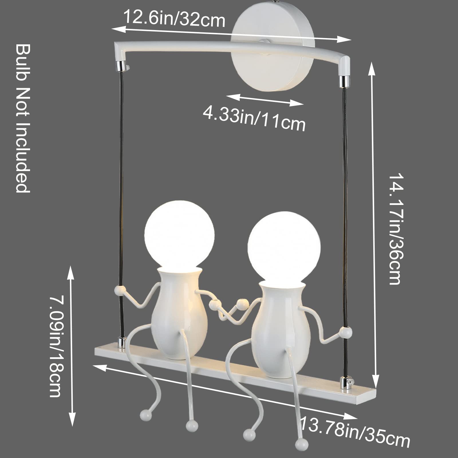SOUTHPO Wall Light Fixture - Creative LED Swing Double Wall Lamp - Metal - White - Model SOUTHPO