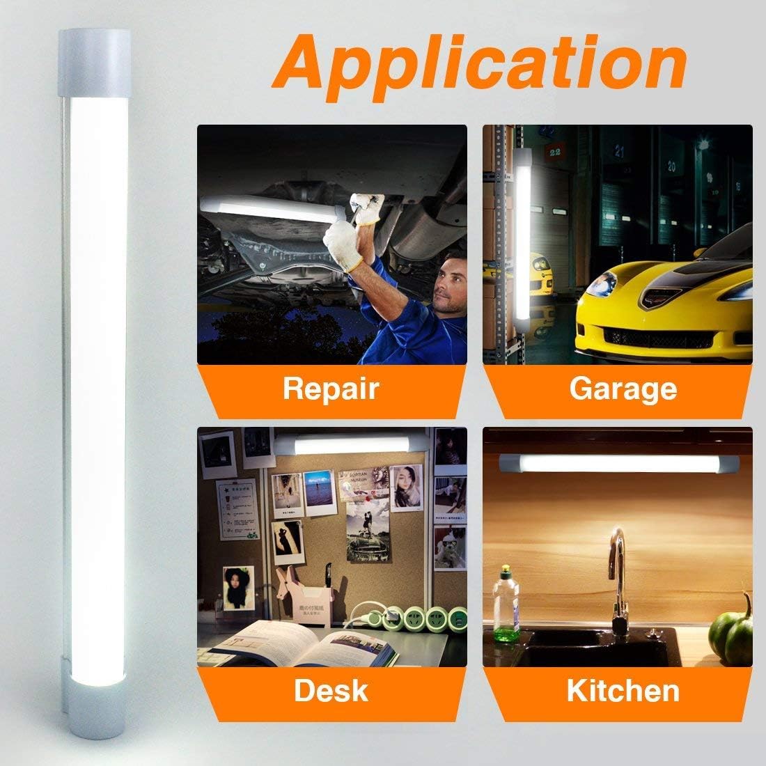 2pcs LETOUR LED Work Light, 6000 Lumens, 10400mAh Rechargeable Battery, 5 Lighting Modes, Magnetic Camping Lantern, 80 Hour Runt