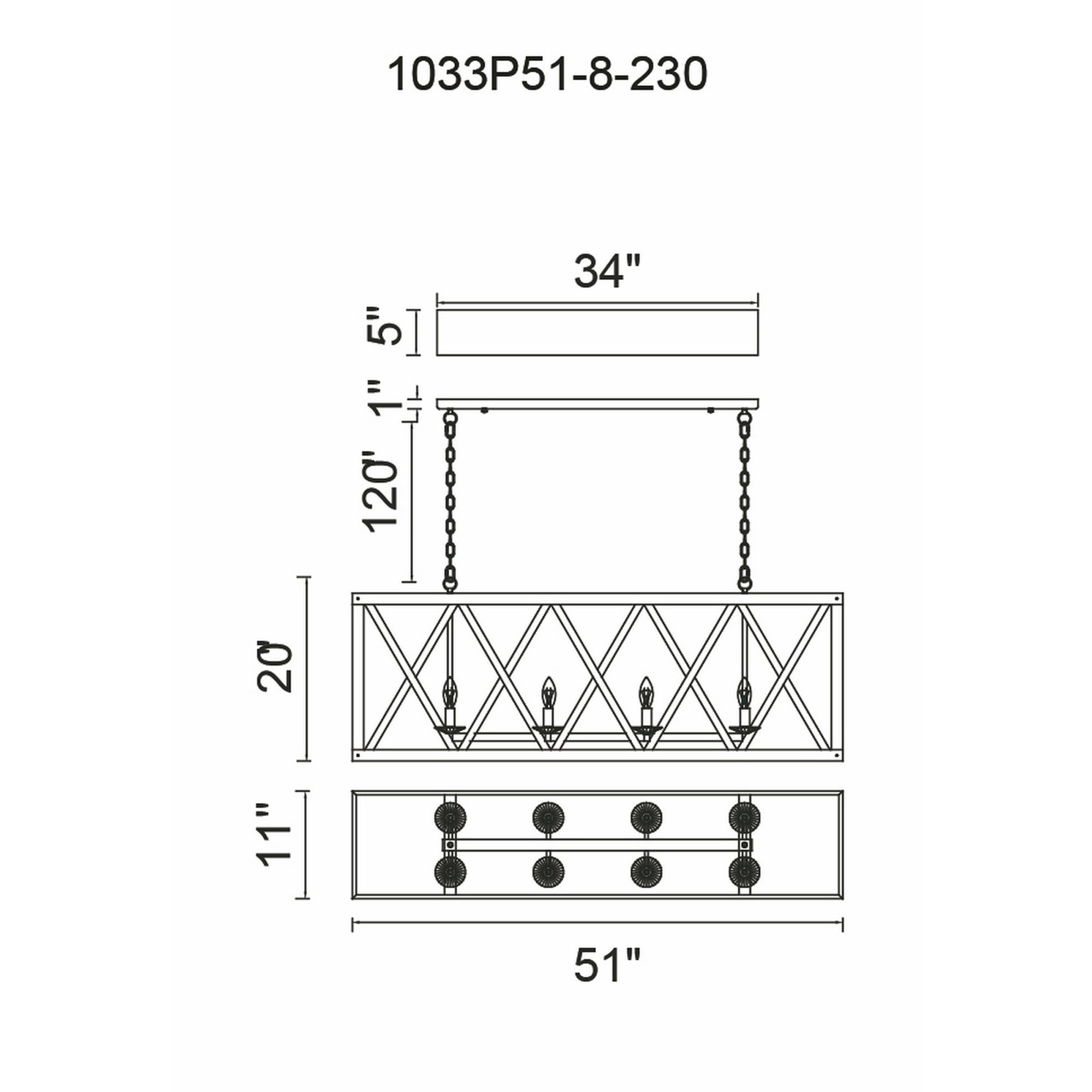 CWI Lighting Marini 8 Light Contemporary Metal Chandelier in Wood Grain Brown