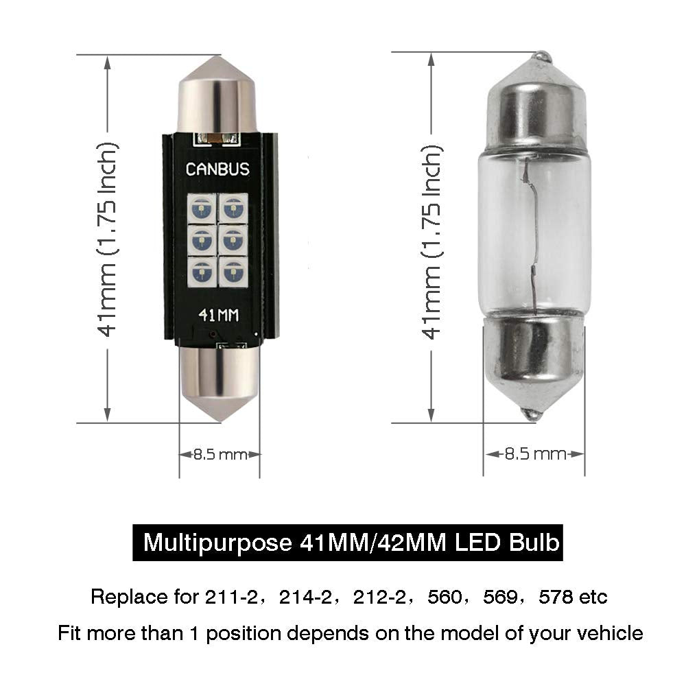 iBrightstar Festoon LED Bulbs 41mm Green 9-30V Error Free for Dome and License Plate Lights, Model iBrightstar-41mm-3030-6G