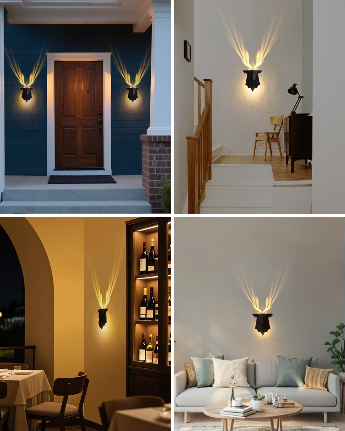 Fuloon Antler Night Light with Remote Control, Adjustable Deer Wall Lamp Battery Operated and Removable Charging for Bedroom, Li