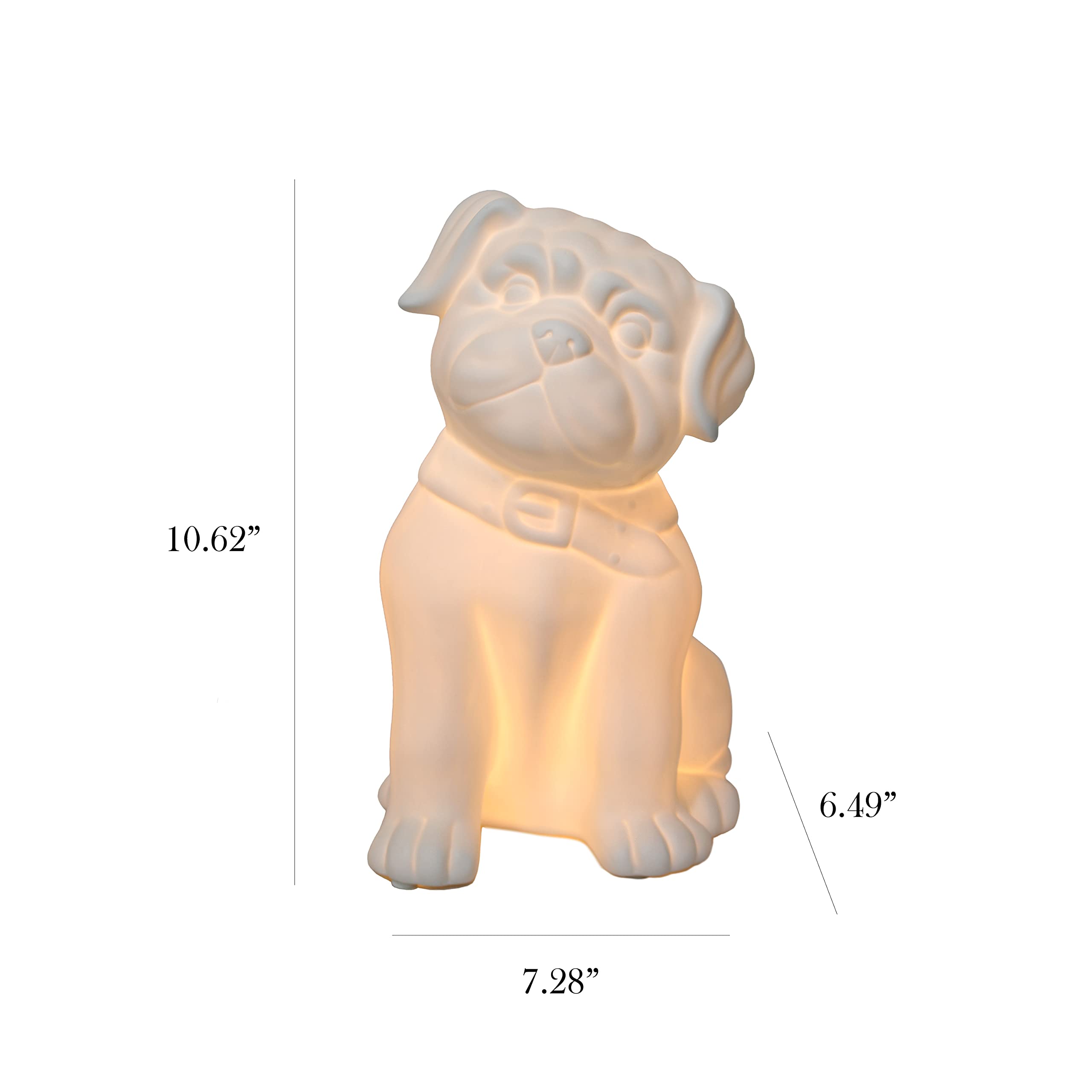 Simple Designs Lt3212-Wht White Porcelain Animal Shaped Table Lamp, Puppy Dog