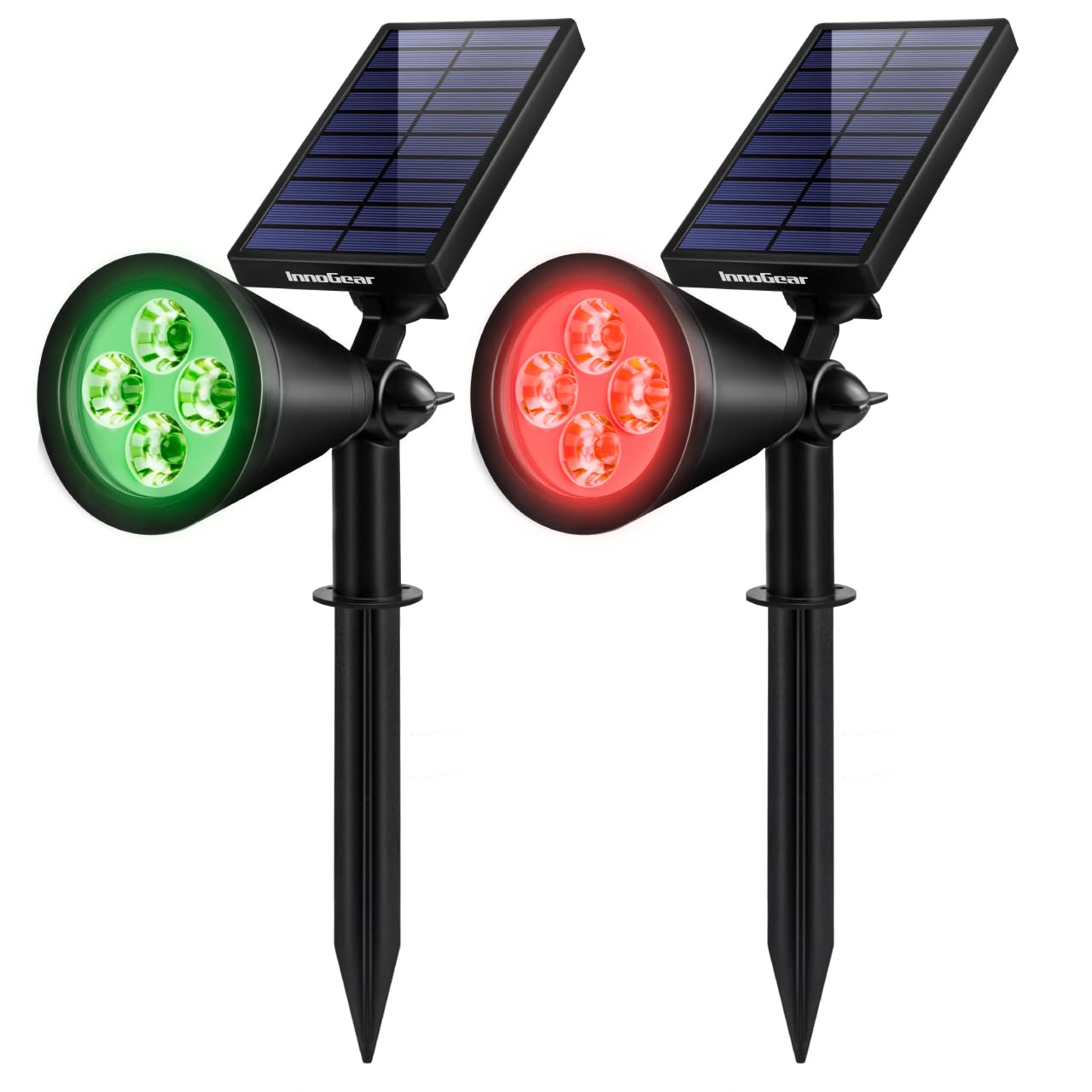 InnoGear Solar Garden Lights, Waterproof Outdoor Pathway Spotlights, Auto On/Off, 2 Pack, Red & Green Light, Model SL408W-6