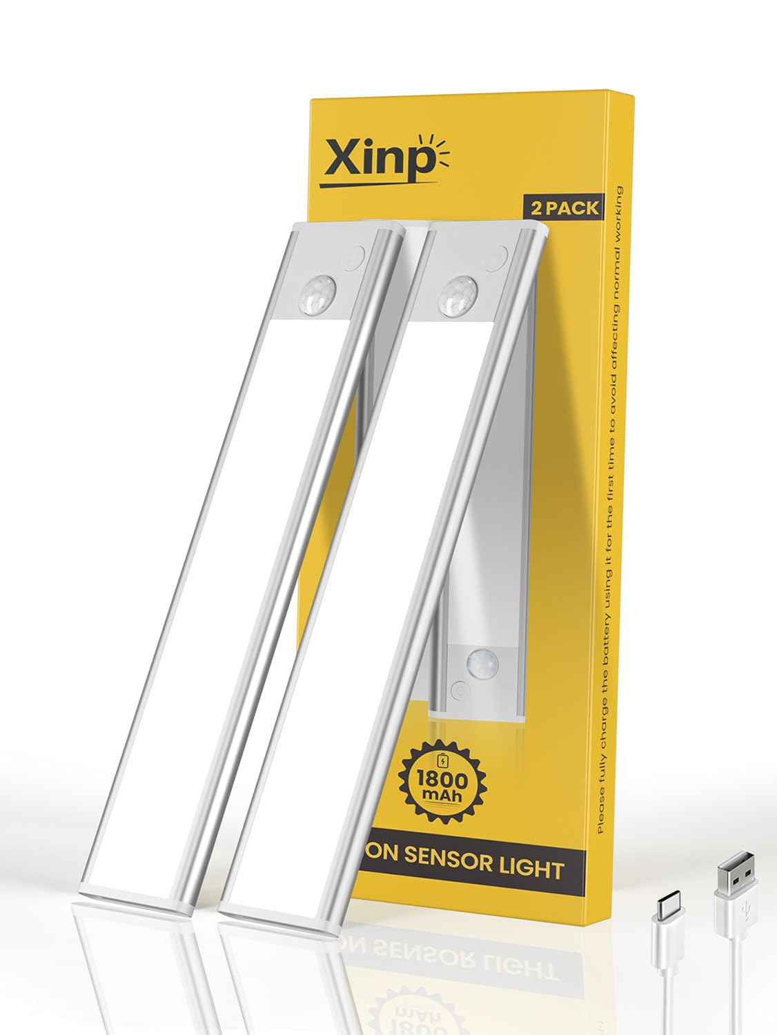 Under Cabinet Lighting, LED Motion Sensor Lights Indoor 1800mAh, Magnetic Rechargeable Closet Lights, Wireless Under Counter Lig