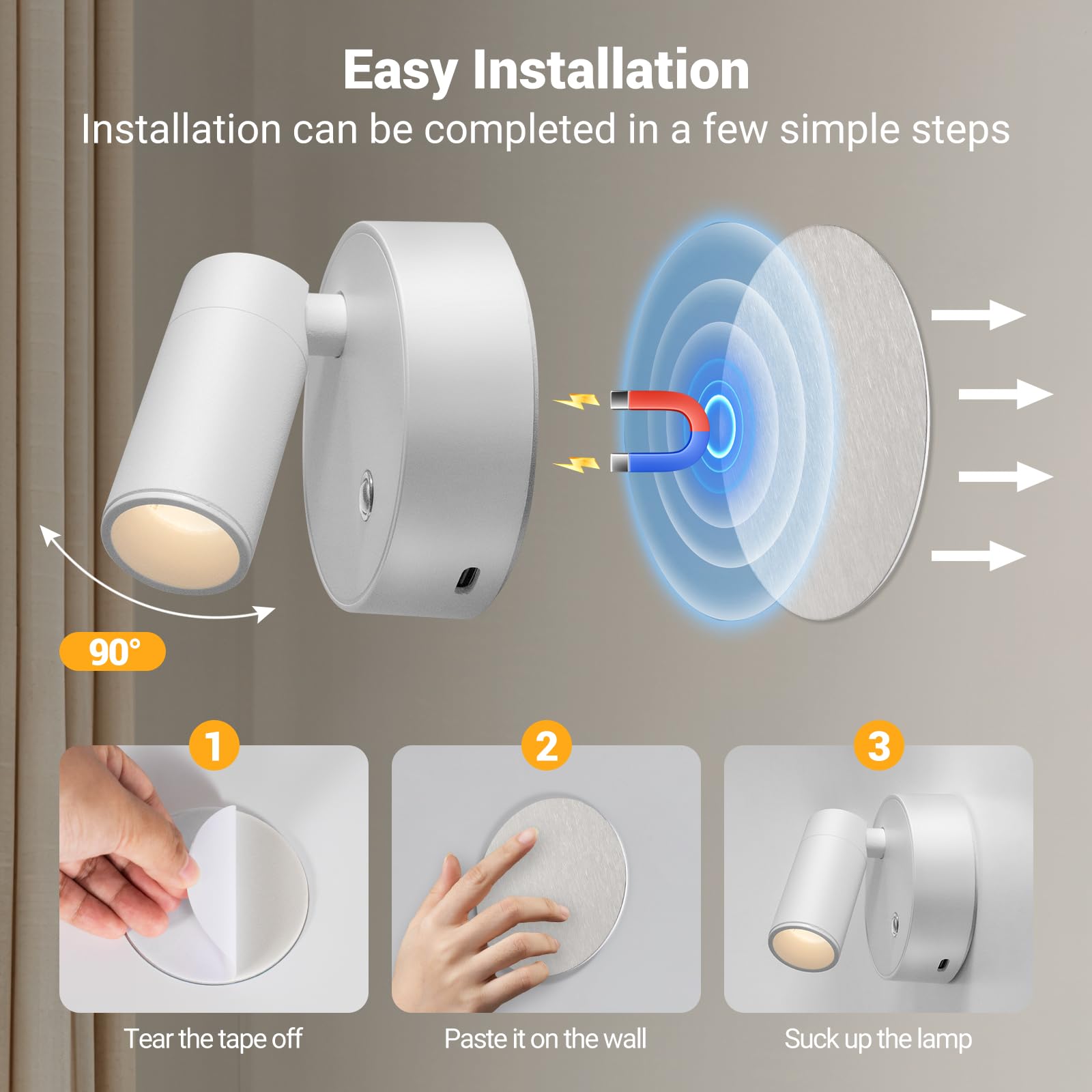 OTeedo Wireless Indoor Spotlights, Dimmable Accent Uplighting, 1 Pack, Battery Operated, White, Model O-SPL