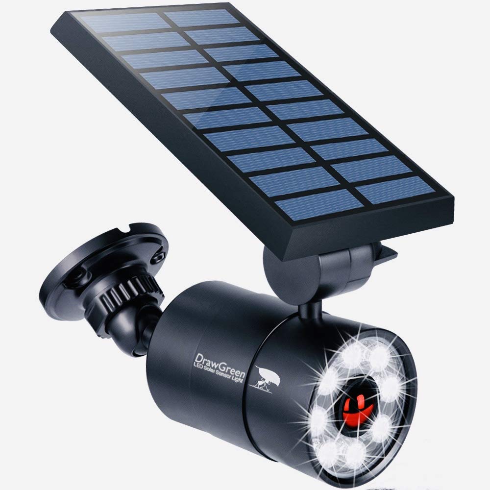 Solar Motion Lights For Outside Aluminum Case(Not Plastic) 1400Lm 9W Led(130W Equ.), Solar Flood Security Spot Lights Outdoor Garden Driveway Patio Post Porch, 100-Week Free Refund/Replacement(Black)