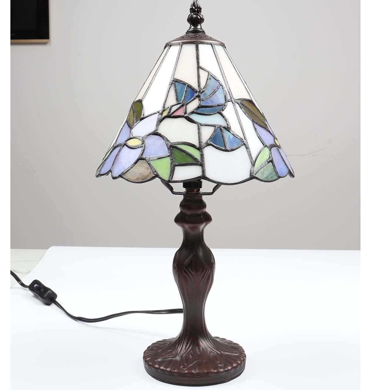 Bieye B10718 Antique Brown Table Lamp Base With E26 Light Socket For 8-Inch Tiffany Style Stained Glass Lampshade