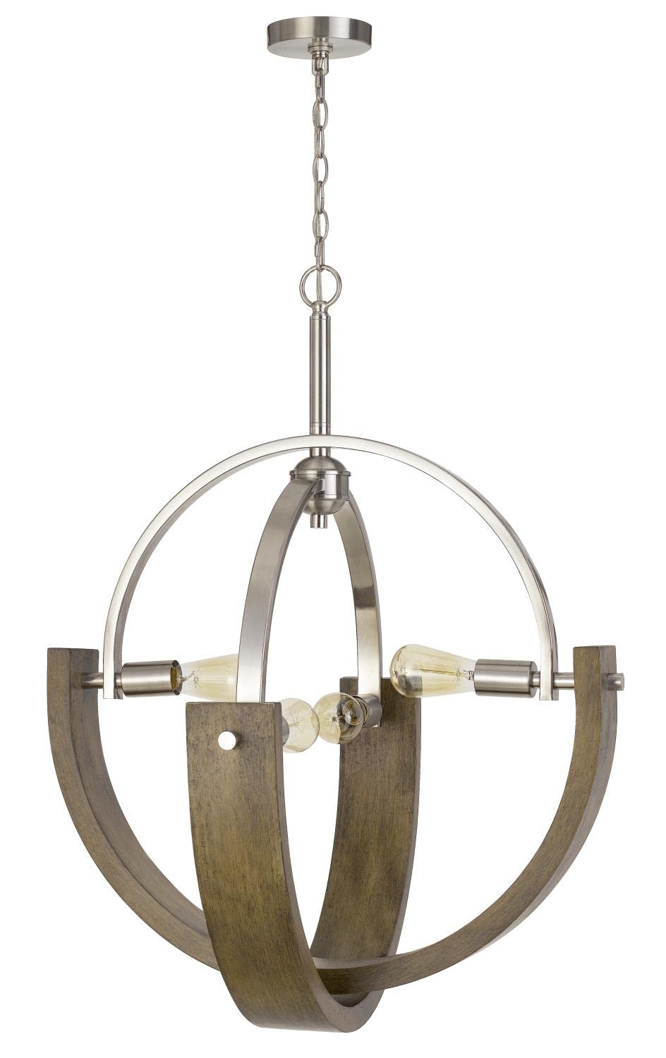 Cal Lighting FX-3741-4 Transitional Four Light Chandelier from Rauma Collection in Pewter, Nickel, Silver Finish, 28.00 inches